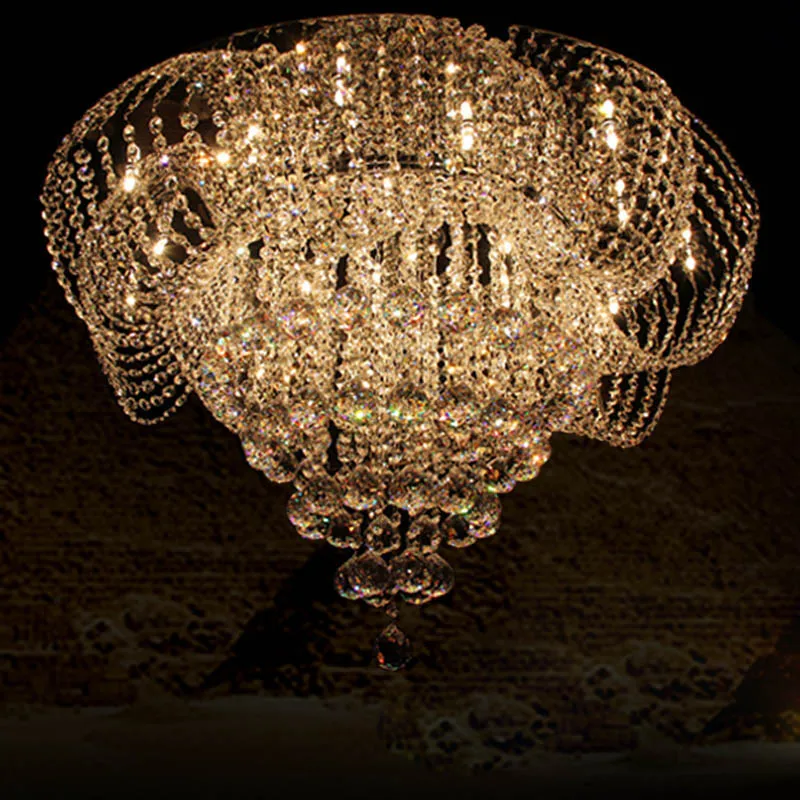 

Simple modern European round crystal ceiling lamp restaurant bedroom atmosphere living room lamp household led ceiling lamp LED