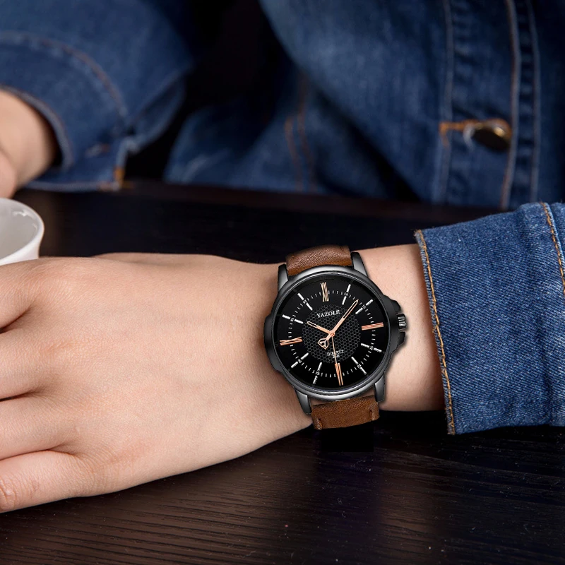 Yazole кварцевые часы Для мужчин от топ бренда роскошные известные наручные Черный