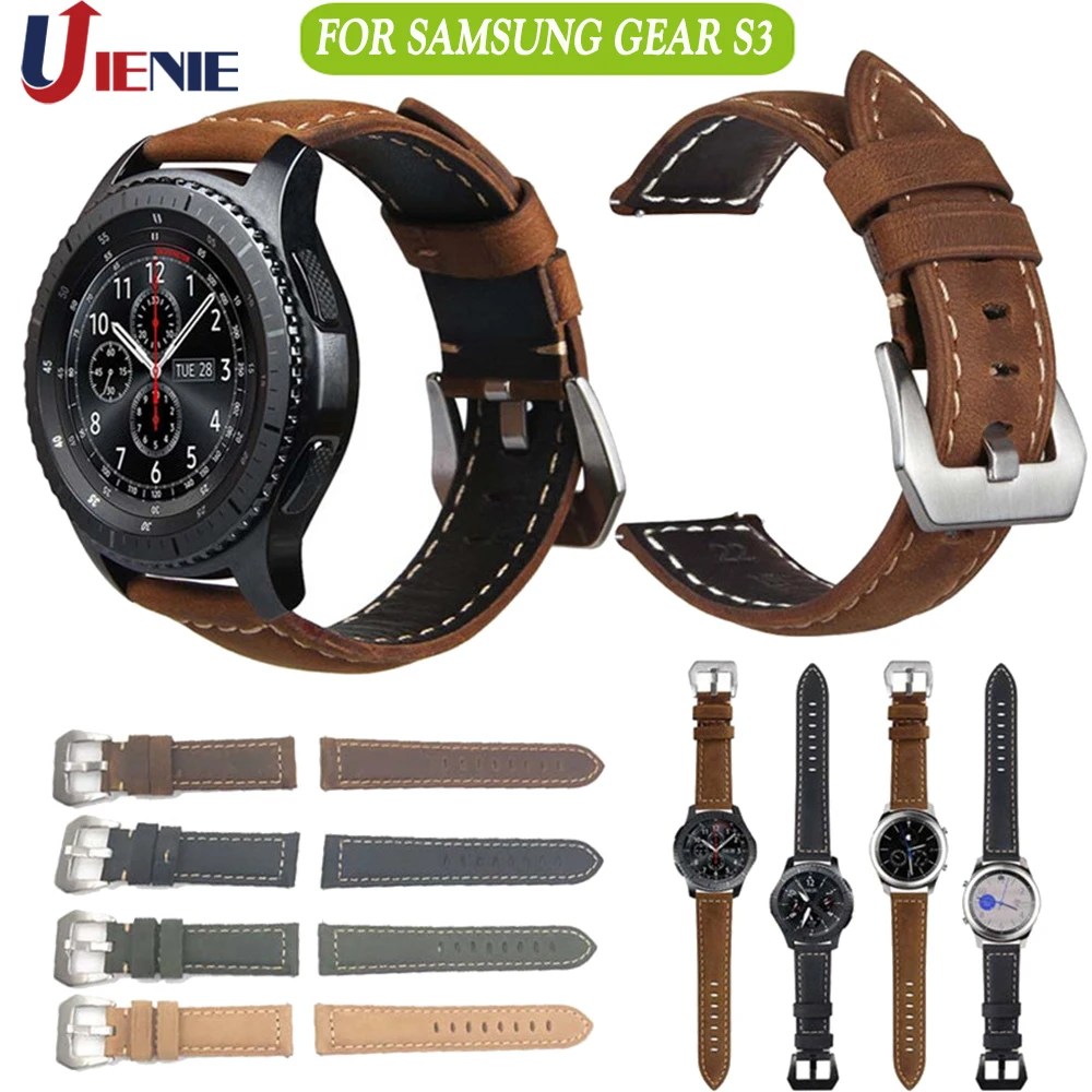 Кожаный ремешок для Gear S3 Frontier спортивный браслет Samsung Galaxy Watch 46 мм Huawei GT 2 22