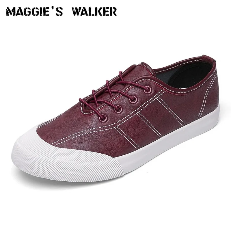 

Maggie's Walker New Arrival Men Leather Casual Shoes Fashion PU Shoes Lacing Platform Canvas Shoes Size 39~44