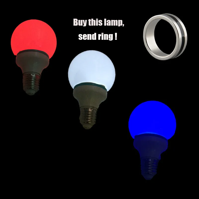 Multicolor Magnet Control Magic Light Bulb( White Red Blue 3 Color) Lamp Magic Trick & Magnet Ring Stage Magic Props Magician