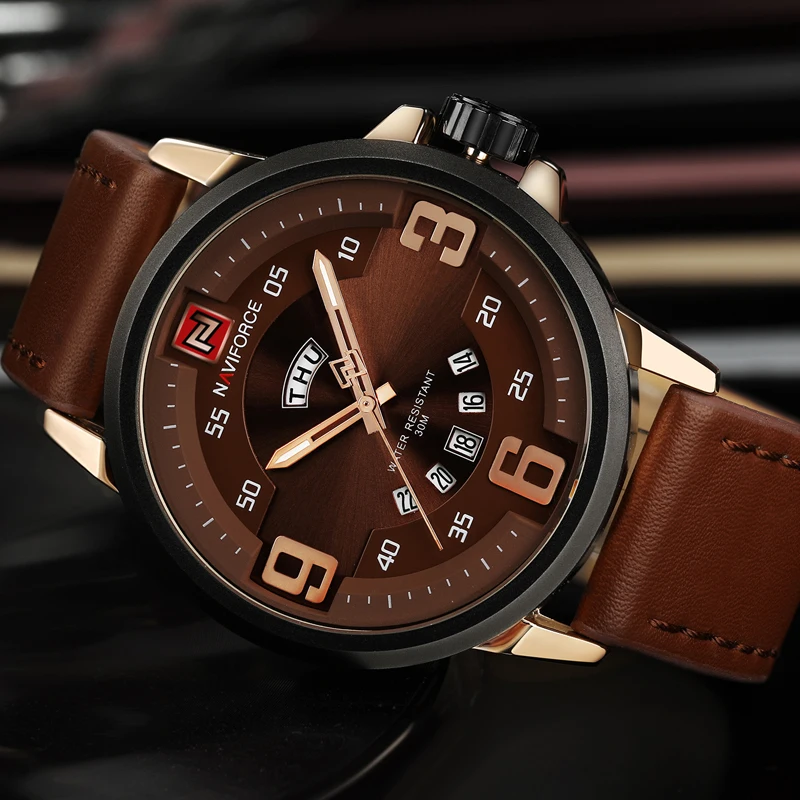 2016 NAVIFORCE Brand Analog Quartz Watch Men Waterproof Fashion Casual Sports Watches Man Leather Wristwatches Relogio Masculino | Наручные