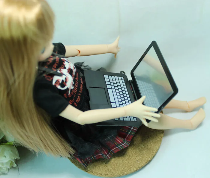 

NEW doll house accessories 1/6 BJD MINI laptop az OB27 licca doll AZONE computer simulation notebook for blyth doll accessories