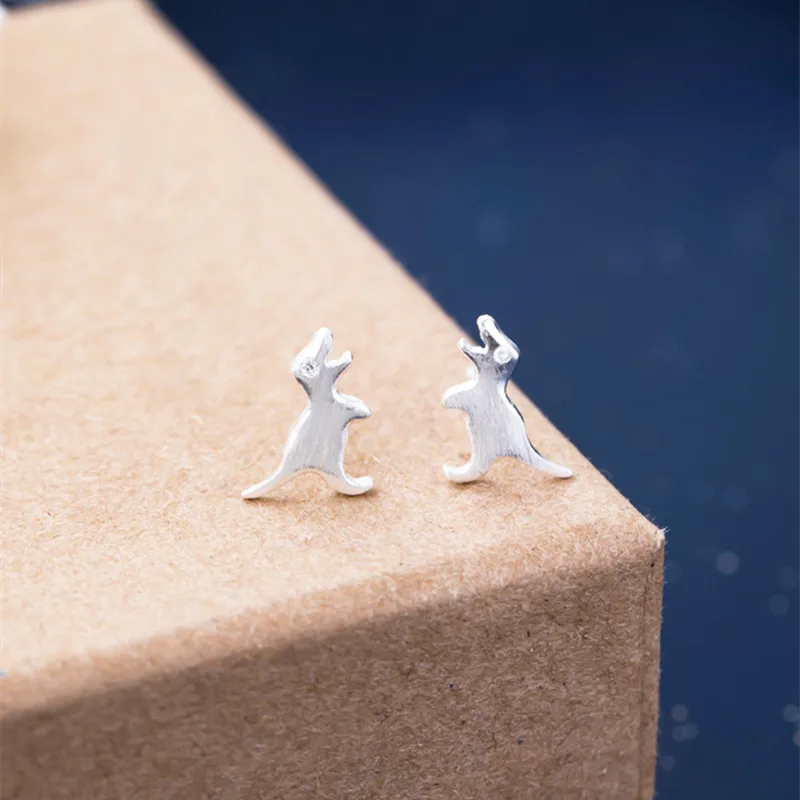 Женские серьги гвоздики из серебра 100% пробы в виде динозавра|Серьги-гвоздики| |