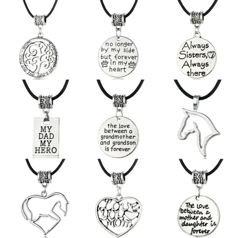 Кожаная цепочка ожерелье с лошадью сестрой женское семейное женской мамой