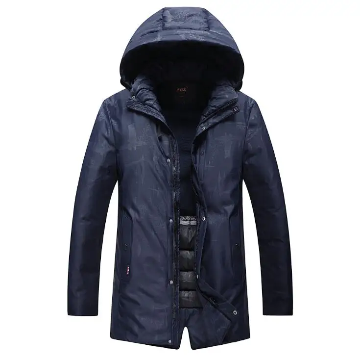 navy blue Новые зимние мужские теплые водонепроницаемые пальто Модные Повседневные парки с капюшоном 0607-010 - Цвет: navy blue