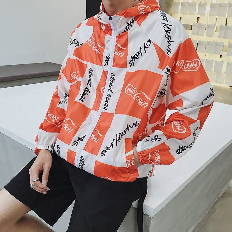 Летняя куртка тонкое пальто мужская бомбер с буквенным принтом Мужская модная