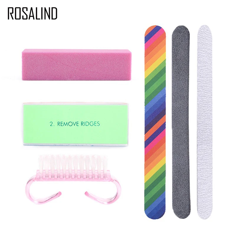 ROSALIND 6 шт./лот Набор для очистки ногтей маникюра с песочными буферными палочками