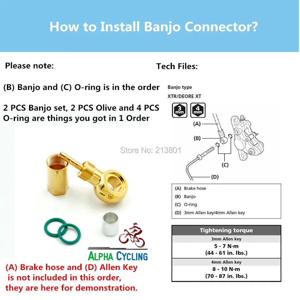 Коннектор для велосипедного дискового тормоза тормозной системы Shimano Olive & Banjo 2
