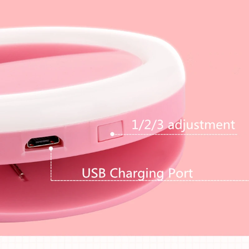 Hotr USB перезаряжаемая вспышка для селфи лампа светодиодный вспышка для селфи заполняющая Свет Зарядка круглый держатель кольца вспышка для селфи свет