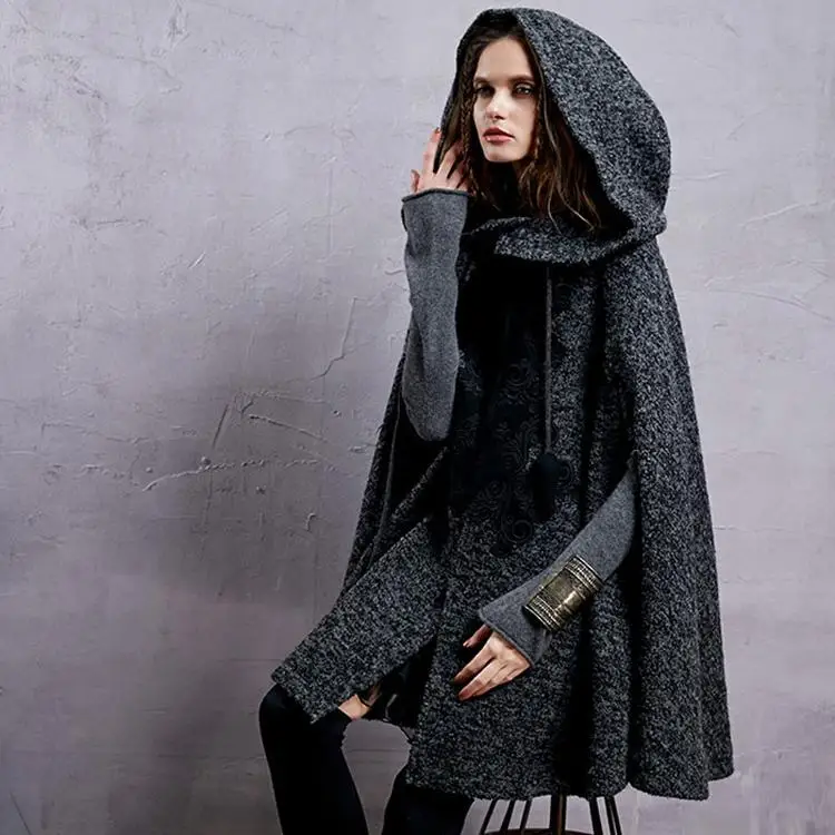 Зимняя Вышивка с капюшоном утолщенная теплая Женская шерстяная верхняя одежда