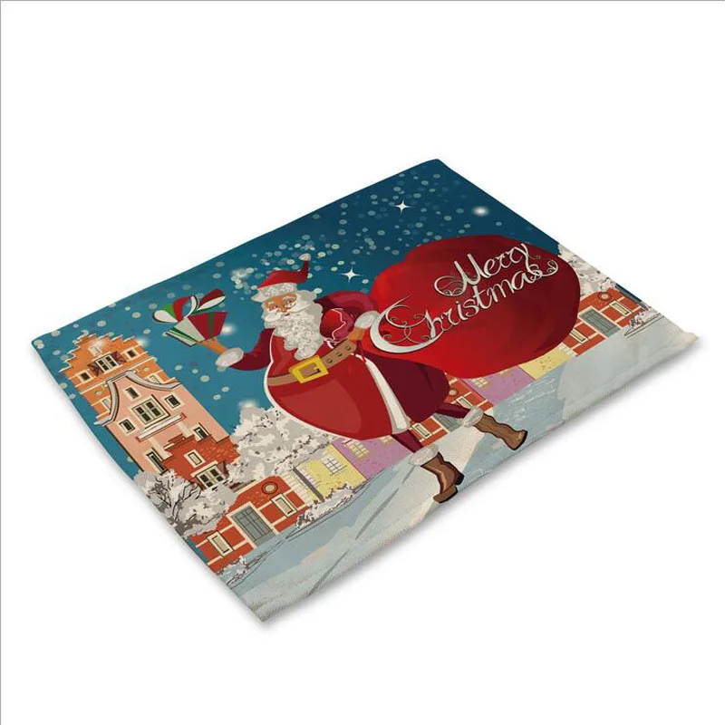 Christmas Santa Claus placemat Fabric coaster Table decoration mat Kitchen Posavasos Manteles individuales Onderzetters H315 | Дом и сад