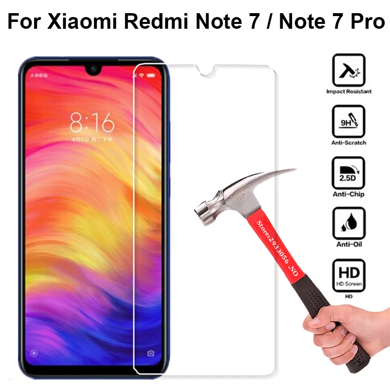 2 шт для Xiaomi Redmi Note 7 закаленное стекло Анти взрыв 9H Защитная пленка экрана Pro