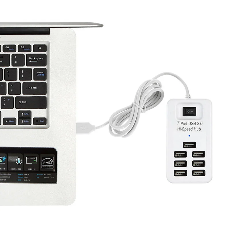 BrankBass 7 Порта USB 2.0 High Speed 7-портовый Адаптер Зарядное Устройство с Power On/Off