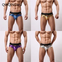 4pcslot men underwear gay sexy leather imitation briefs mens briefs slip hombre underwear penis underpants man panties brief