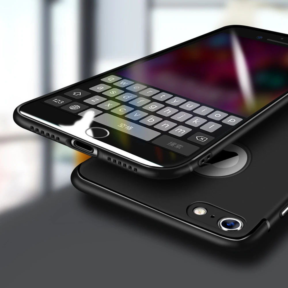 Black Матовый чехол для телефона с кнопкой для iPhone 6, 6 S, 7, 8 Plus, X, Мягкий ТПУ, силиконовый чехол для задней панели для iPhone 8, 7 Plus, 10, защитный чехол s Coque - Цвет: Black