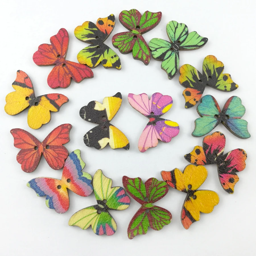10 шт. деревянные декоративные пуговицы в виде бабочек|mixed butterfly wooden buttons|scrapbooking