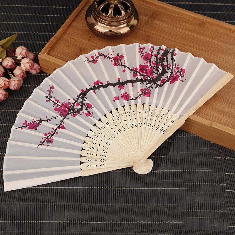 

100pcs lot Custom name Sakura Flower Silk Bamboo Folding Fans Birthday Anniversary Gifts Wedding favors Personalized hand fan