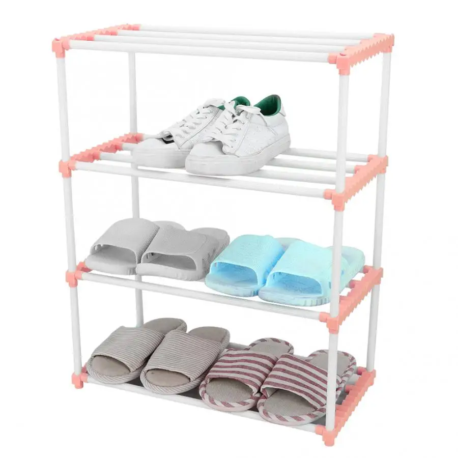 4 Tiers Shoes Rack Assembled Stainless Steel Shoes Storage Cabinet Dustproof Shoes Rack Shelf Stand Shoes Organizer