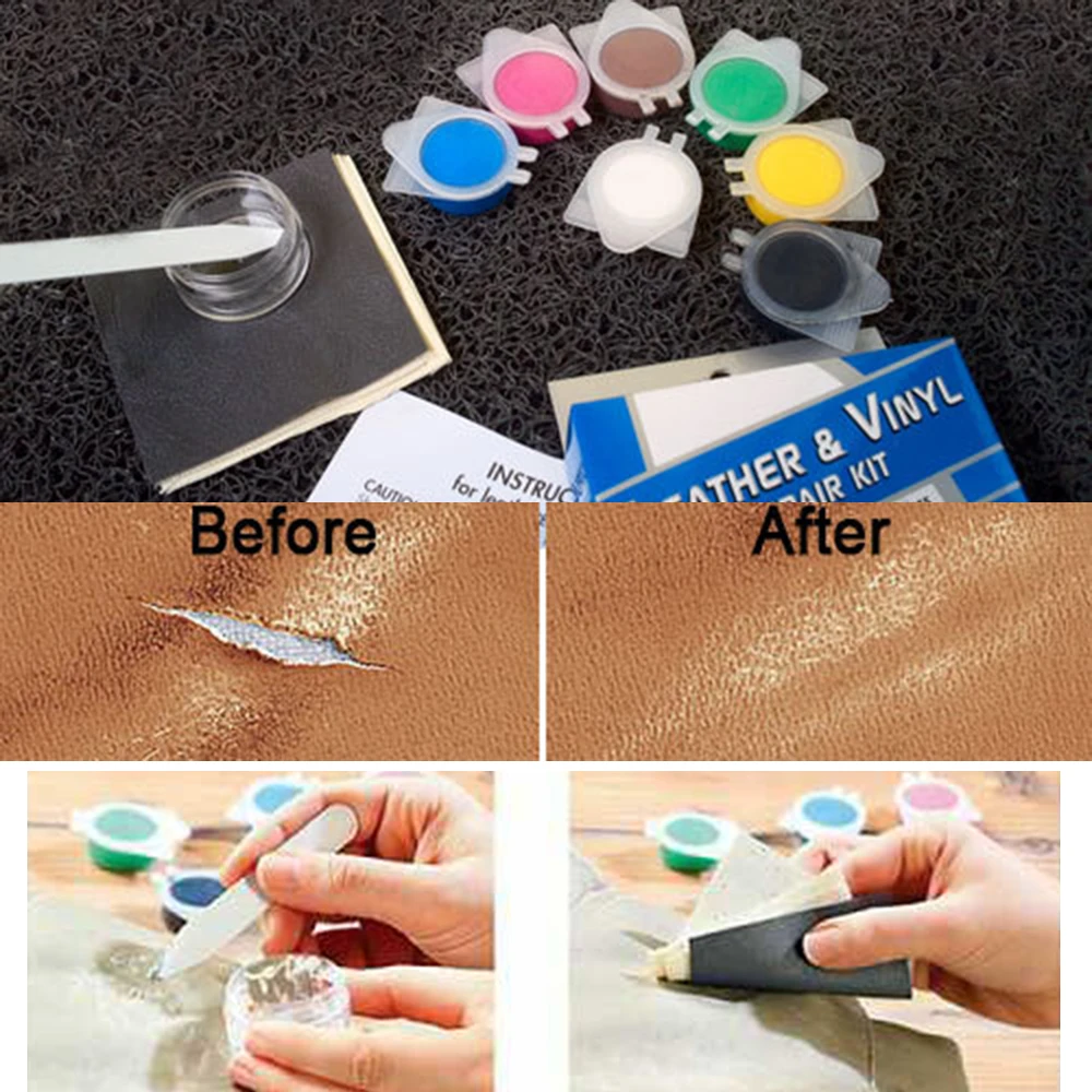 FORAUTO Color Compound Leather Vinyl Repair Kit Sofa Damage Area Repairing Auto Care 7 Colors for Mixing Car Maintenance Tool | Автомобили