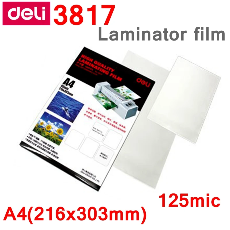 Ламинатор Deli 100 3817 шт./лот горячий мешочек ламинатор A4(216x303 мм) размер 125 микрофон