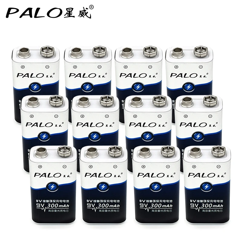 

12Pcs PALO New 9 v batteries 6F22 9V Batteries NI-MH Rechargeable Battery 9 Volt Battery for Toys DV Digital Camera