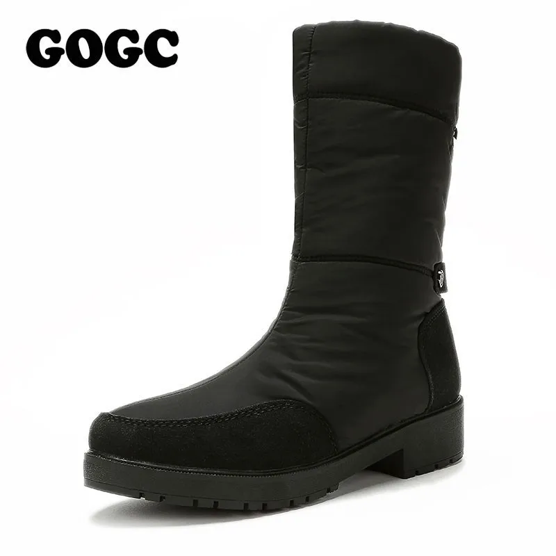 GOGC/зимние сапоги Женские водонепроницаемые зимние до середины икры Брендовая