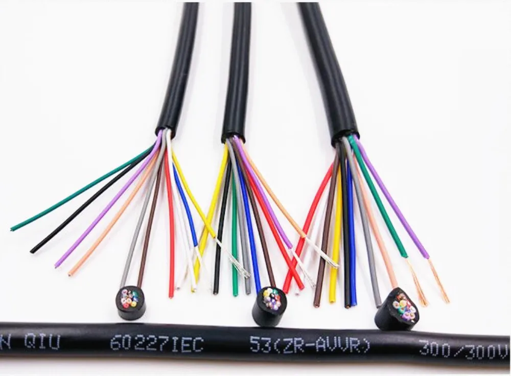 24 AWG 0.2MM2 RVV 2/3/4/5/6/7/8/10/12/14/16/18 ядер шпильки Медный провод электрический кабель RVV черного цвета