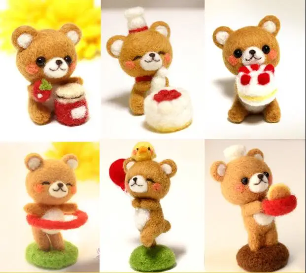 Pack Bear Cakes for Gifts wool needlepoint kit felt needle felting decoration craft needlecraft DIY | Дом и сад