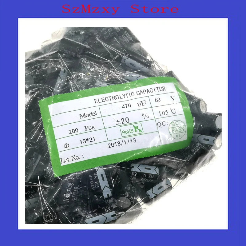 

200PCS/Lot 63V 470UF 63V470UF 63V470UF 13*20