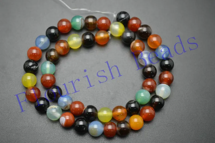 4mm~12mm Natural Mix Red Black Green Gray Color Agate Smooth Stone Round Loose Beads | Украшения и аксессуары