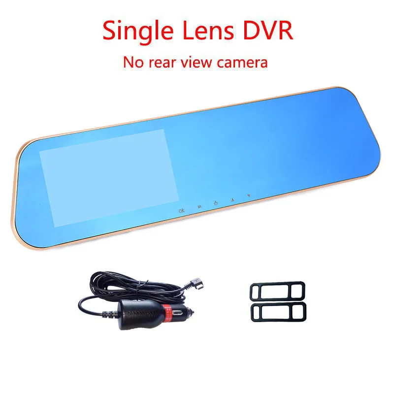 Single lens dvr Автомобильная камера с двумя объективами, зеркало заднего вида, Автомобильный видеорегистратор, Автомобильный видеорегистратор, видео регистратор, видеорегистратор, Full hd1080p, видеокамера ночного видения - Название цвета: Single lens dvr