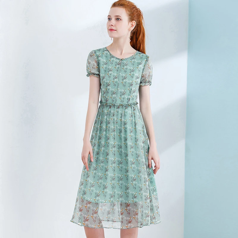 ONLY PLUS Summer Short Lantern Sleeve Printing dress Elegant Chiffon Floral High Quality Lining Casual Woman Dresses Sweet 2018 | Женская