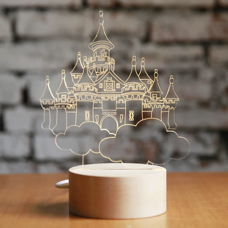 3D Hal's Mobile lock Sky City светодиодный Ночной светильник, детский ночной Светильник ing лампа USB Перезаряжаемый и сенсорный пульт дистанционного управления