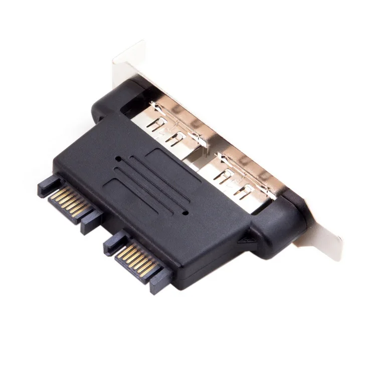 Адаптер с двумя портами SATA 7pin на Esata 7Pin штекер-штекер низкопрофильным кронштейном