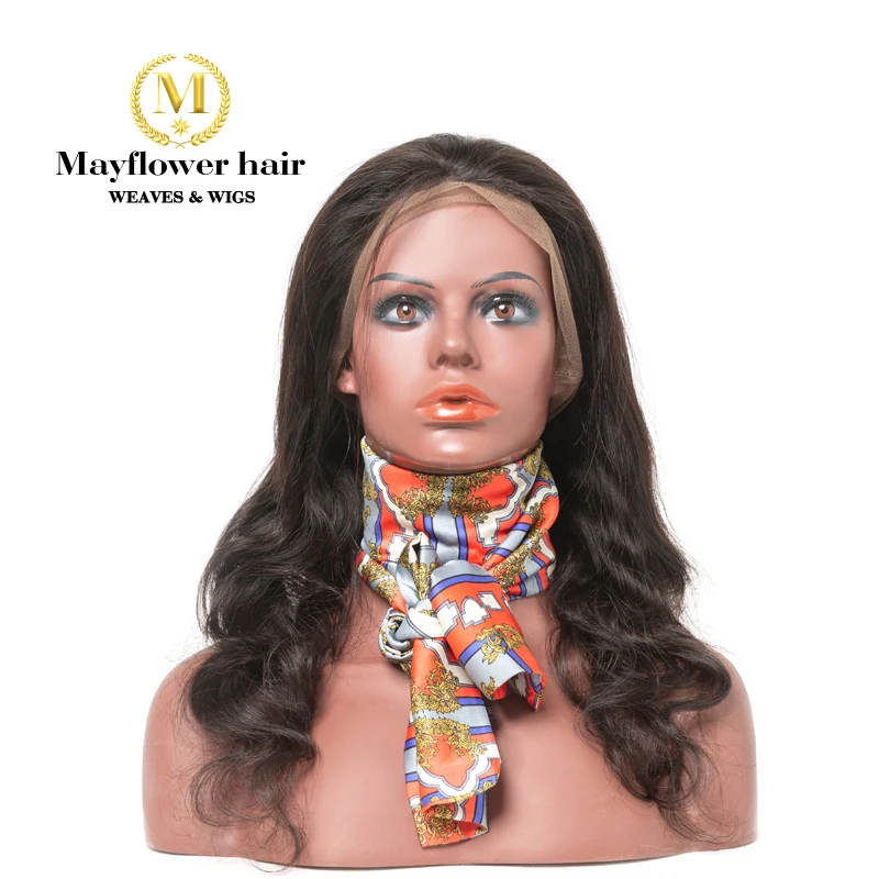 Mayflower 13x" Синтетические волосы на кружеве парики 150% Плотность Необработанные девственные волнистые волосы, для придания объема, натуральный цвет Выбеленные узлы с детскими волосами Средний кепки