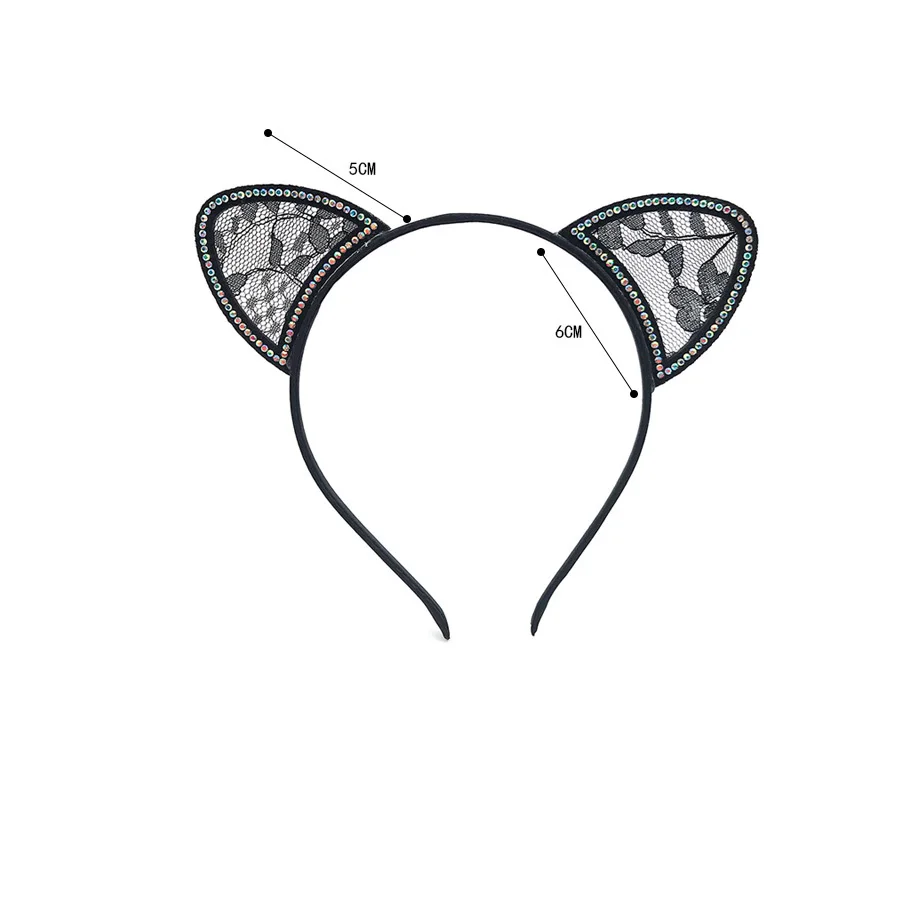 

Sexy exquisite handmade lace bright diamond cat ears headband cute rabbit ears headband hair wash face headdress adult female ha