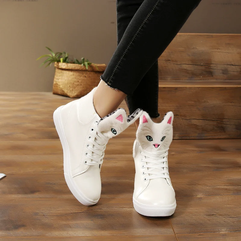 Женские кроссовки с высоким берцем E TOY модные повседневные осенние на плоской