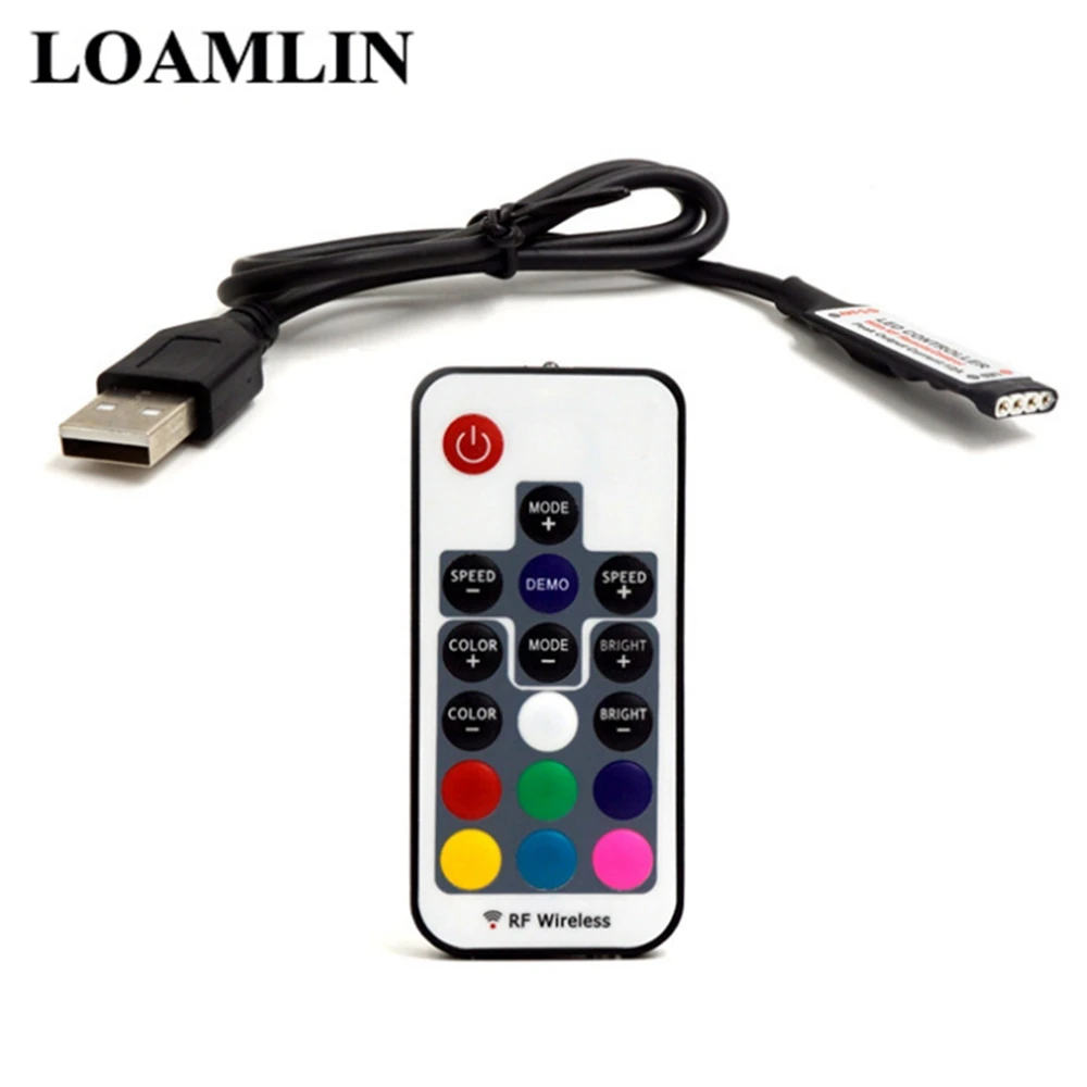 USB RGB LED Control ler 17 Key DC5V 24V 12A Rf беспроводной мини пульт дистанционного управления для