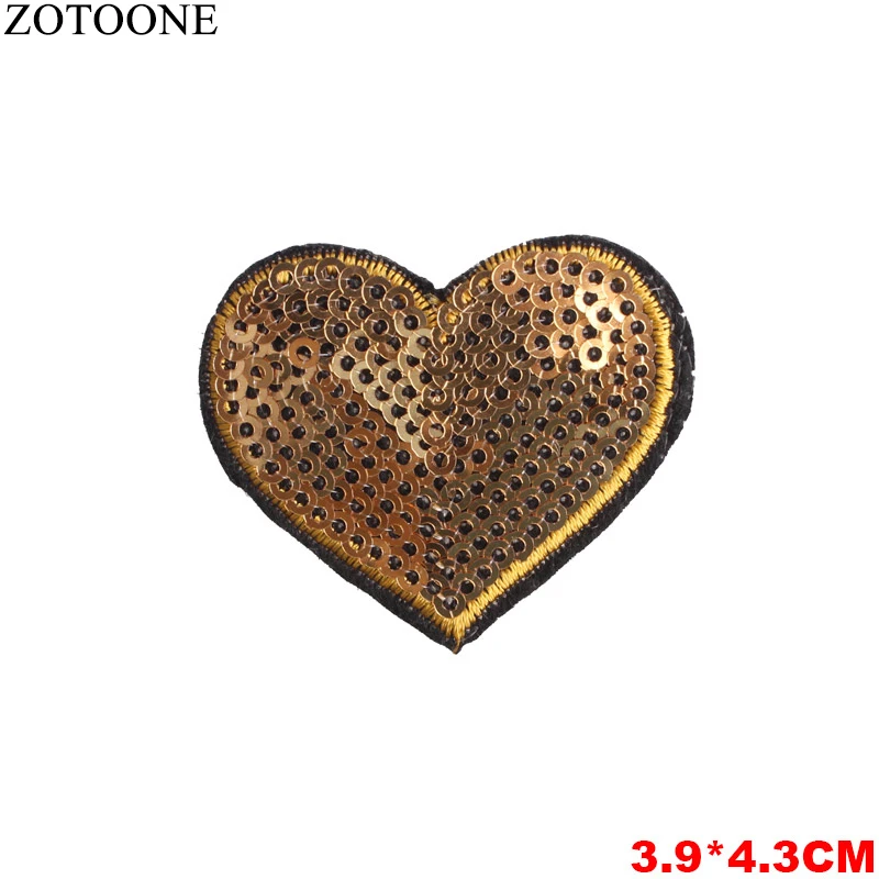 PE0342CT ZOTOONE нашивки с железным сердечком для одежды вышивка аппликация Блестки любовь письмо патч джинсы DIY железная наклейка для одежды - Цвет: PE0342CT