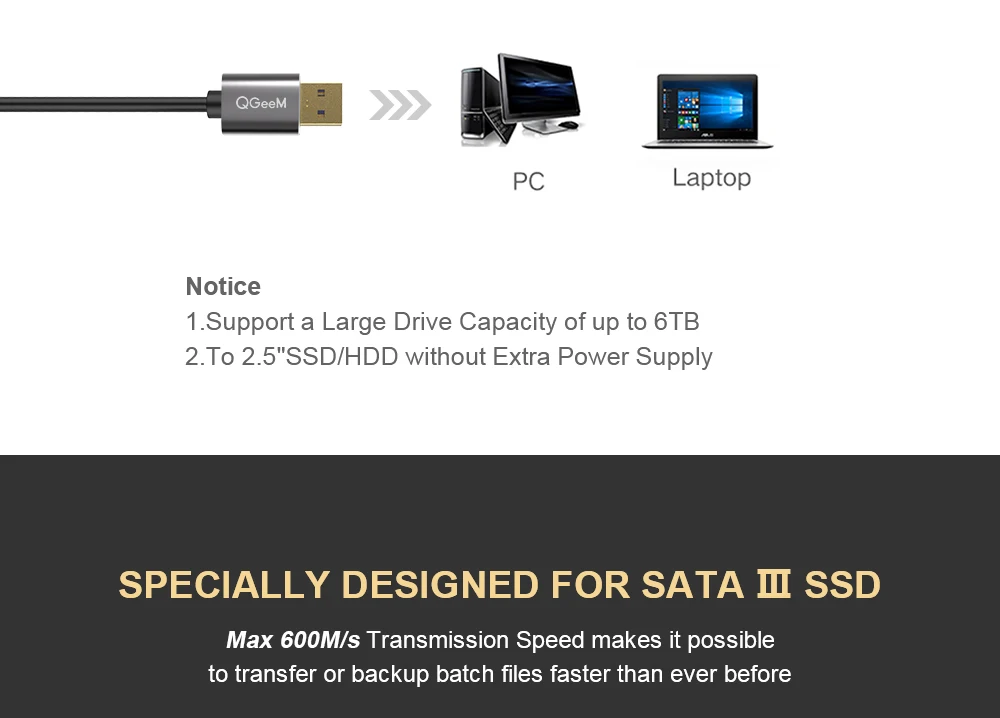 QGeeM SATA к USB адаптер USB 3,0 кабель к Sata конвертер для samsung Seagate WD 2,5 3,5 HDD SSD жесткий диск USB Sata адаптер