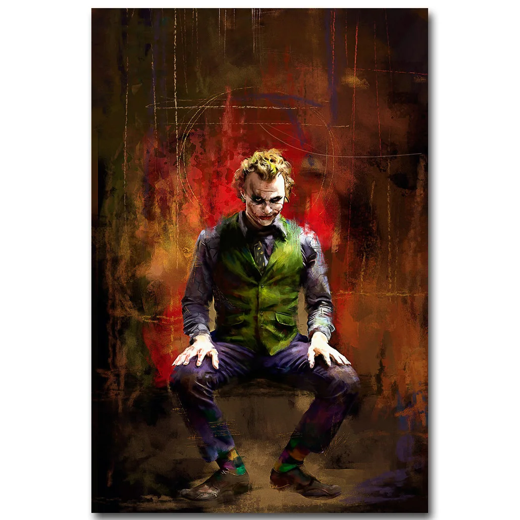 Джокер Бэтмен Dark Knight художественный постер из шелковой ткани с принтом 13x20 24x36