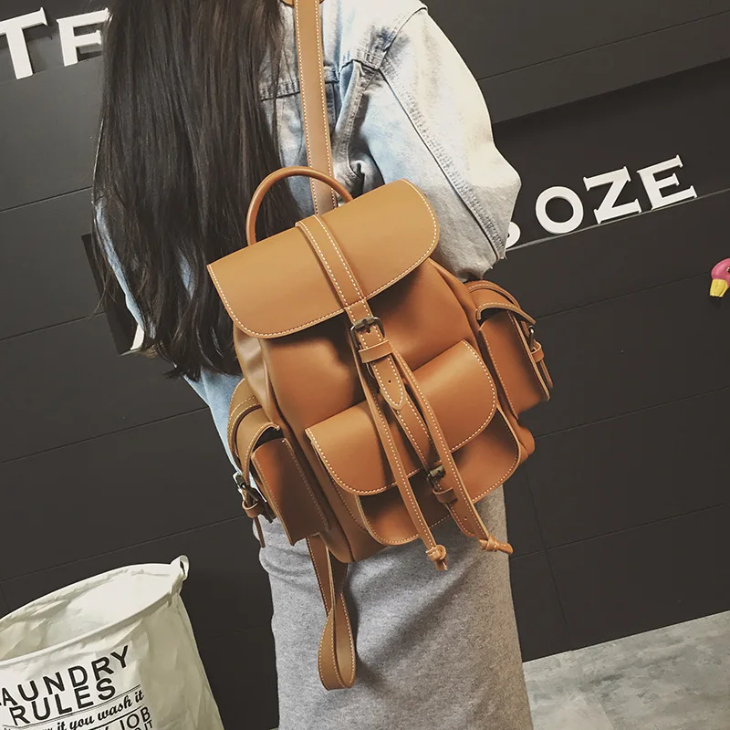 

RanHuang Women Large Backpack Pu Leather Backpack School Bags For Teenage Girls Vintage Backpack Travel Bags mochila feminina