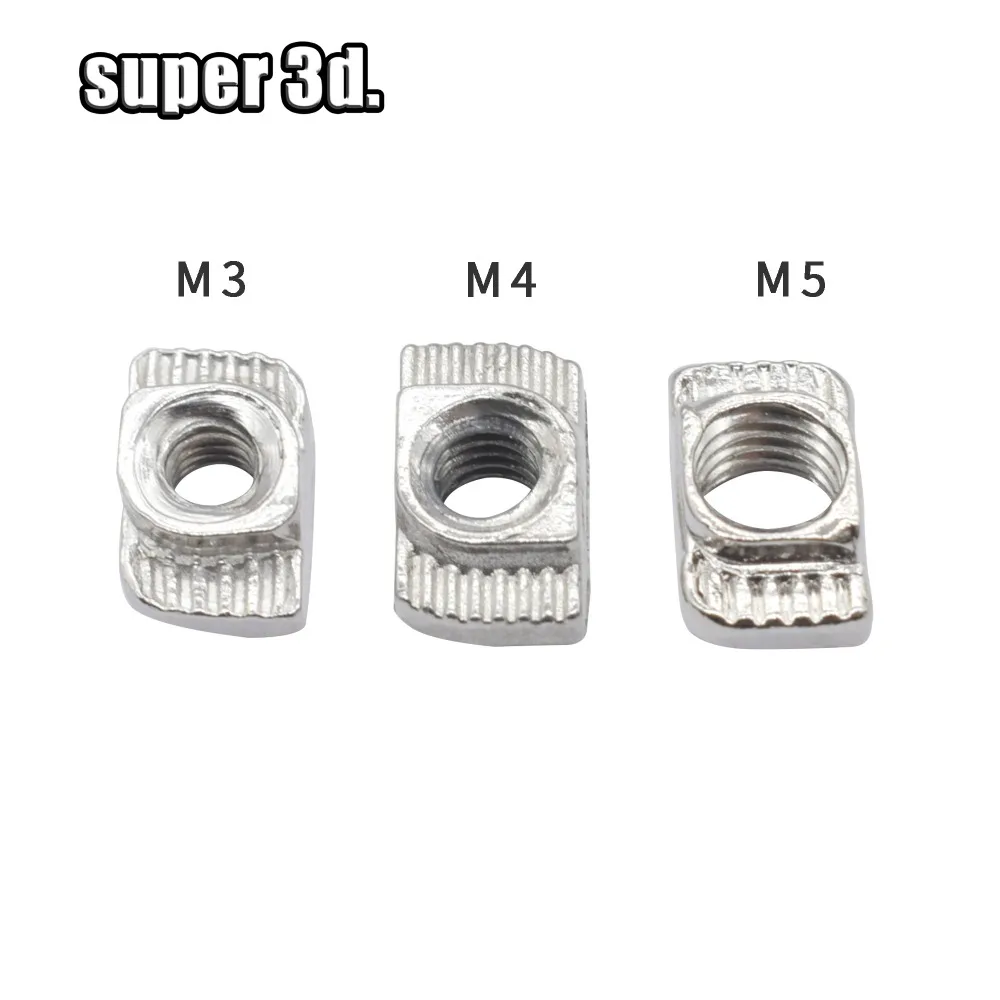 100 шт. 50 M3 M4 M5 2020 T nut Hammer NUT алюминиевый никелированный соединитель из углеродистой