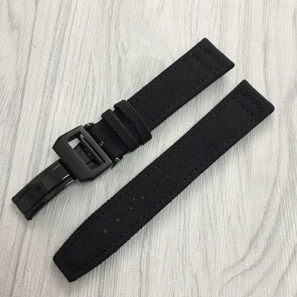 black black buckle MERJUST нейлон+ натуральная кожа мужские Ремешки для наручных часов черный зеленый ремешок со стальной пряжкой для Iw379901 20 мм 21 мм 22 мм - Цвет ремешка: black black buckle