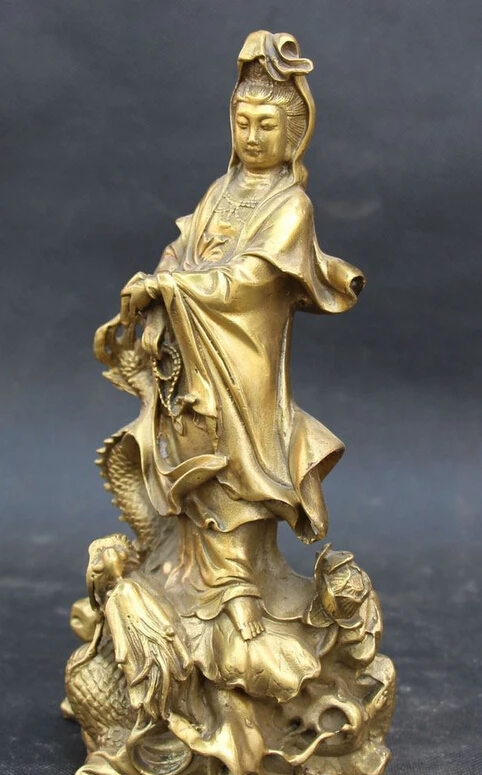 Бесплатная доставка статуя богини Будды 10 дюймов тибетский буддизм бронзовый Kwan