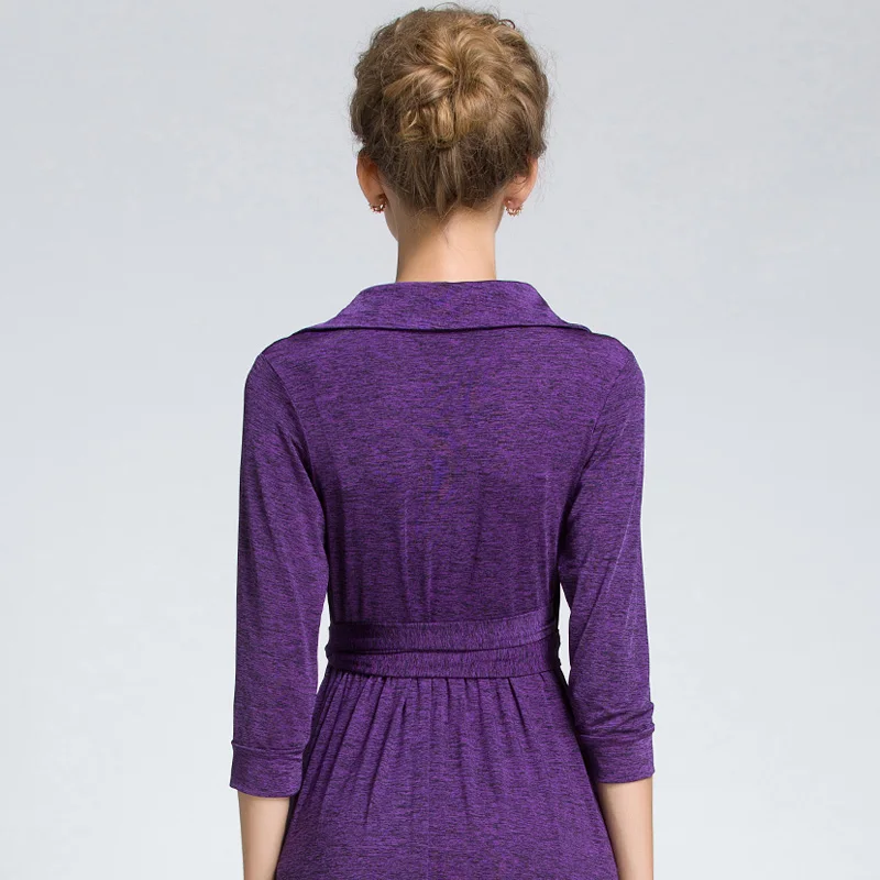 Фиолетовое Женское элегантное винтажное узкое платье-туника с поясом для