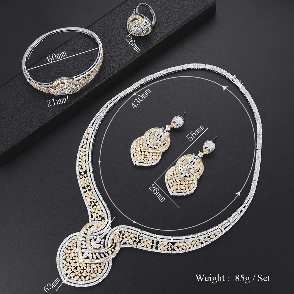 missvikki Ethnic 4PCS Jewelry Set Shiny Attractive Bangle Earrings Necklace Ring Accessories For Women Bridal Wedding Party | Украшения и
