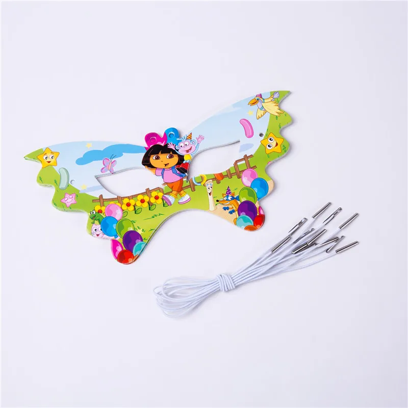 Mask 6 pcs Дора проводник тема Дети День рождения принадлежности одноразовые посуда бумажные чашки тарелки салфетки скатерть детский душ Декор - Цвет: Mask 6 pcs