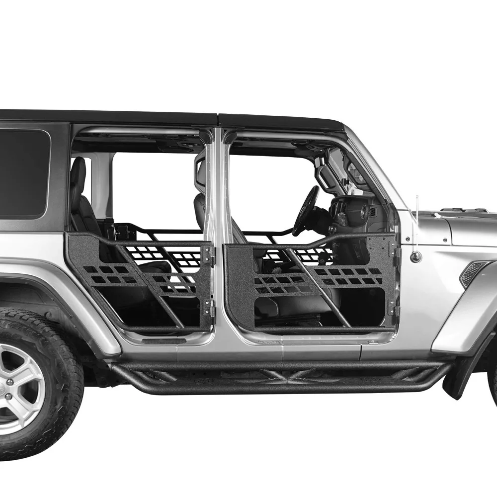 Один комплект черные стальные полутрубы двери с боковым зеркалом для jeep wrangler jl2018+ 4 двери авто продукты Lantsun